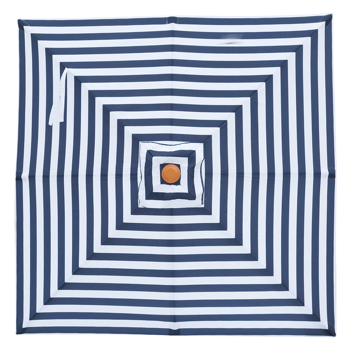 Bahamas - 2m square navy and white stripe "timber-look" aluminium umbrella with cover - Billy Fresh