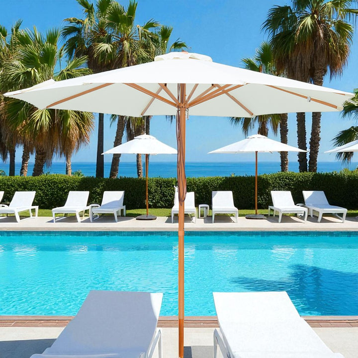 Cream 3m Bamboo Umbrella with Cover