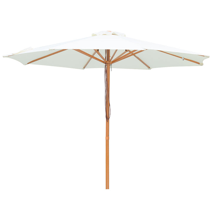 Cream 3m Aluminium Umbrella with Cover - Cream (Timber-Look Frame)
