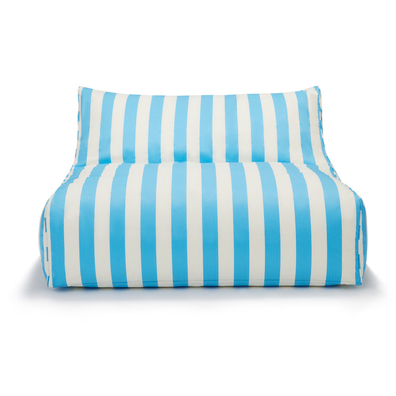 Hang Out Double Outdoor Beanbag Light Blue and White Stripe