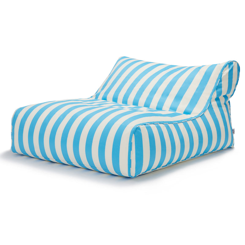 Hang Out Double Outdoor Beanbag Light Blue and White Stripe