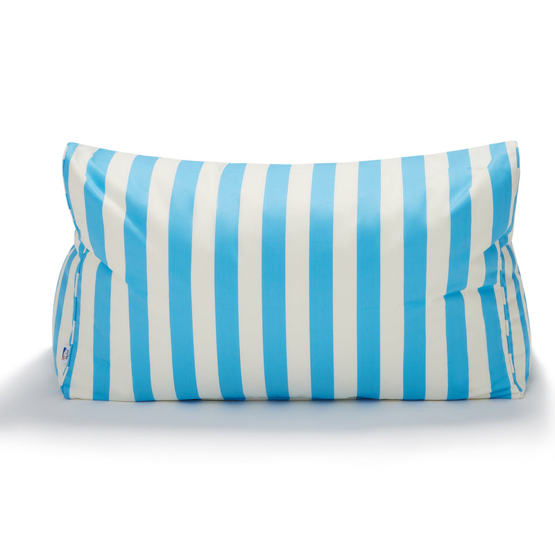 Hang Out Double Outdoor Beanbag Light Blue and White Stripe