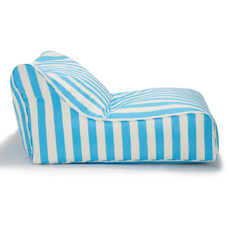 Hang Out Double Outdoor Beanbag Light Blue and White Stripe