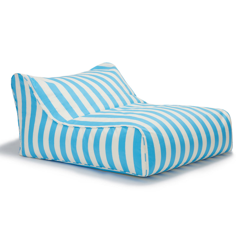 Hang Out Double Outdoor Beanbag Light Blue and White Stripe