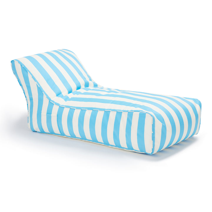 Laid Back Outdoor Beanbag - Light Blue &amp; White Stripe (olefin fabric)