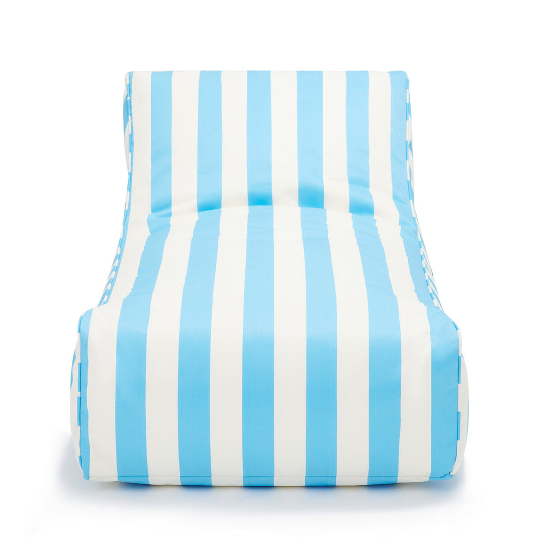 Laid Back Outdoor Beanbag - Light Blue &amp; White Stripe (olefin fabric)