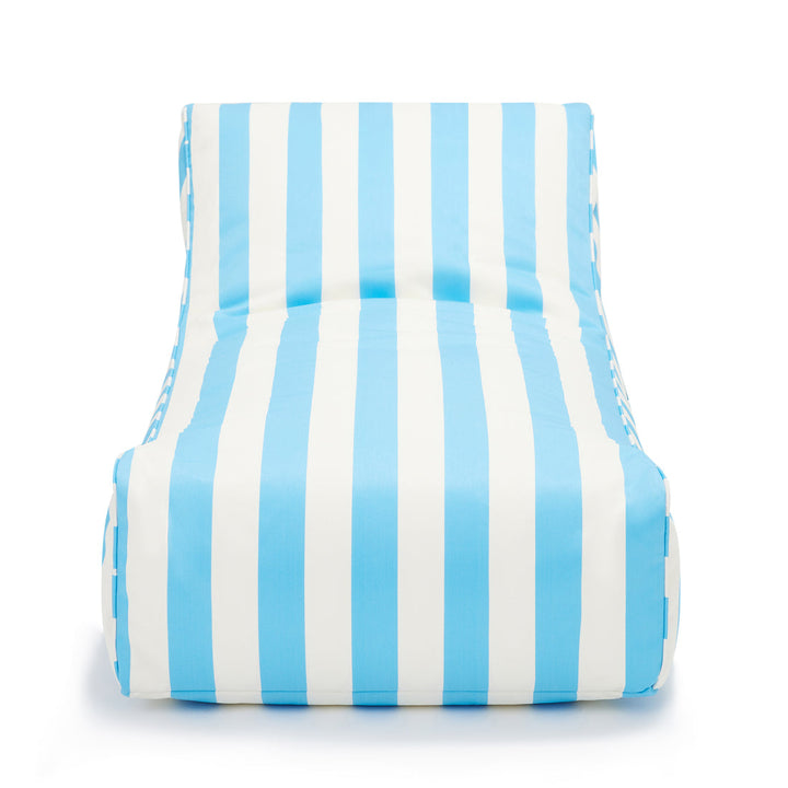 Laid Back Outdoor Beanbag - Light Blue &amp; White Stripe (olefin fabric)