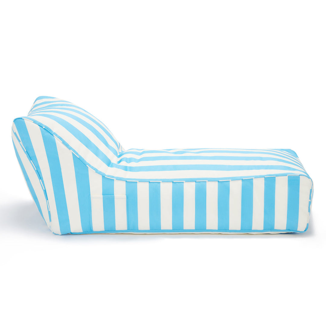 Laid Back Outdoor Beanbag - Light Blue &amp; White Stripe (olefin fabric)