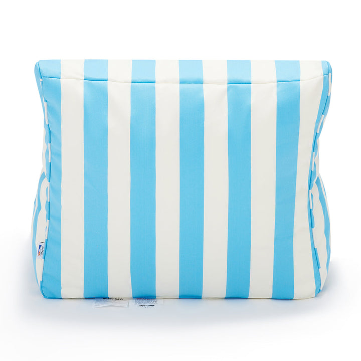 Laid Back Outdoor Beanbag - Light Blue &amp; White Stripe (olefin fabric)