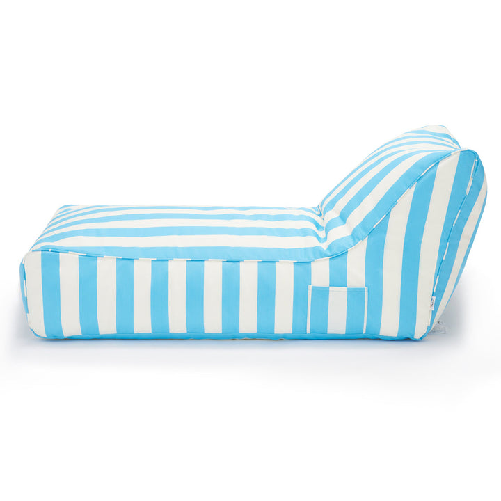 Laid Back Outdoor Beanbag - Light Blue &amp; White Stripe (olefin fabric)
