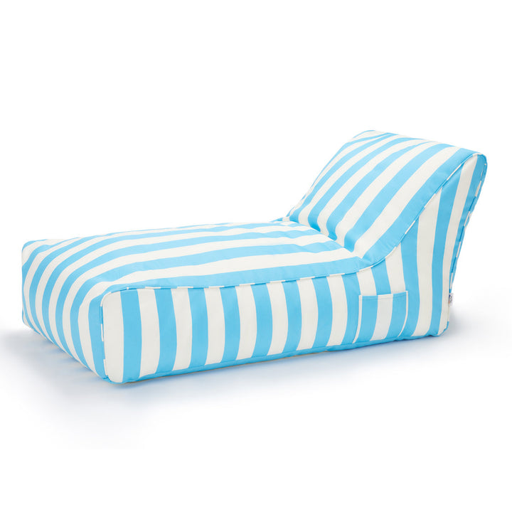 Laid Back Outdoor Beanbag - Light Blue &amp; White Stripe (olefin fabric)