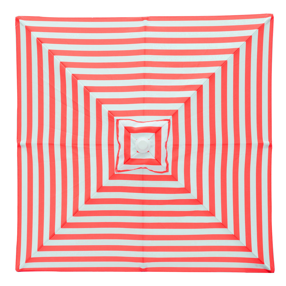 Salsa - 2m square red and white stripe aluminium umbrella with cover - Billy Fresh