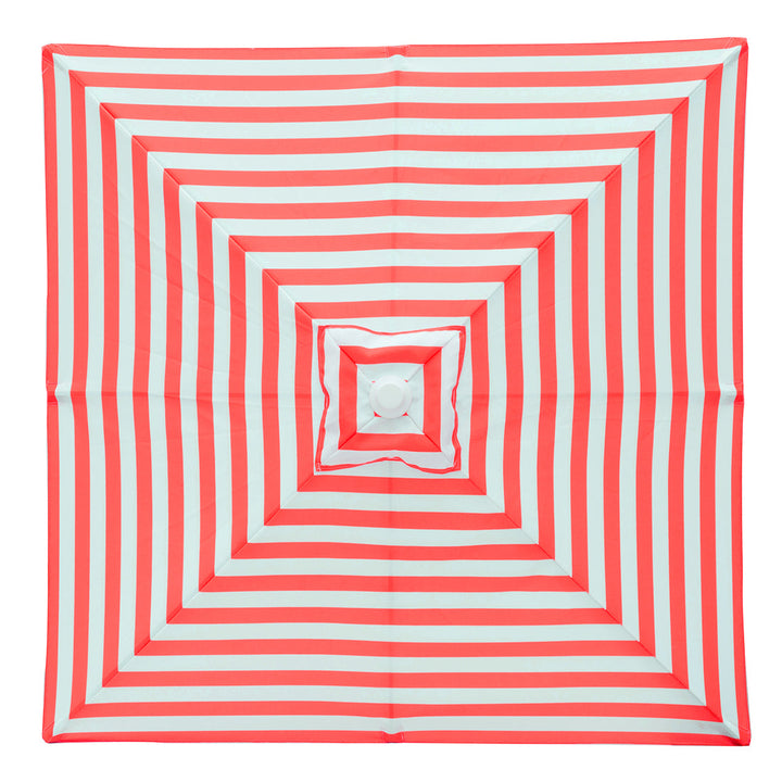 Salsa - 2m square red and white stripe aluminium umbrella with cover - Billy Fresh