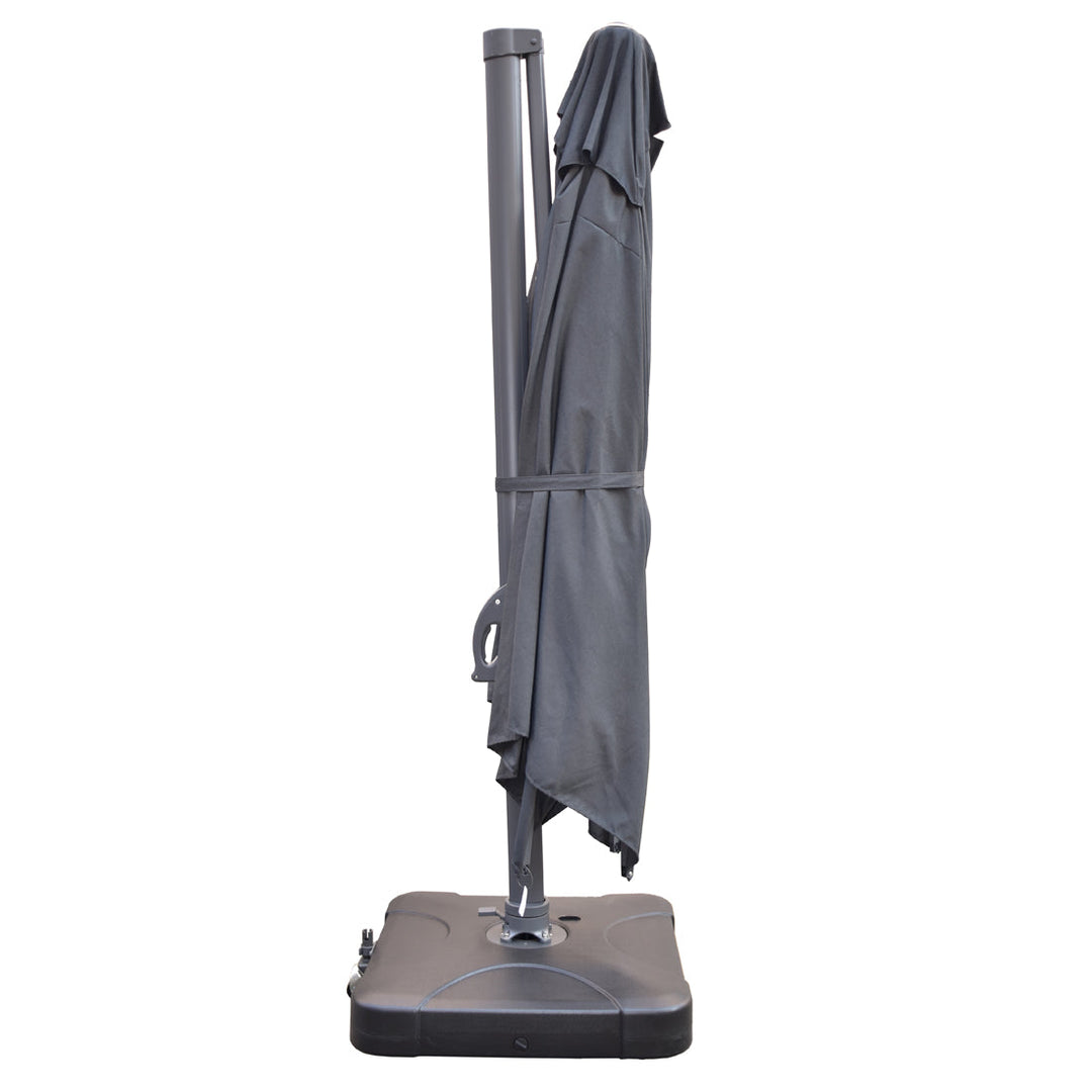 Amalfi 3m cantilever umbrella dark grey inc. water base - Billy Fresh