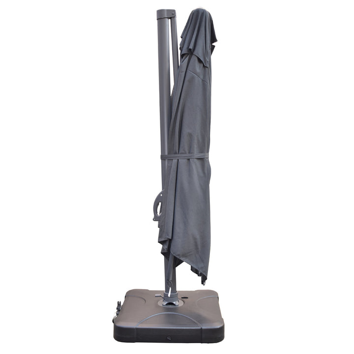 Amalfi 3m cantilever umbrella dark grey inc. water base - Billy Fresh