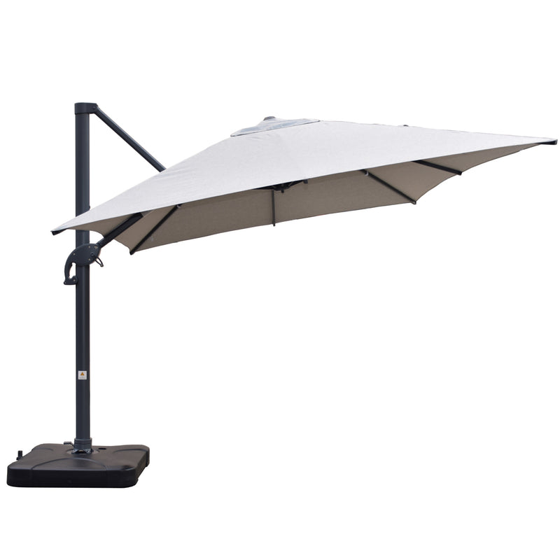 Santa Fe 3 x 4 metre cantilever umbrella in light grey incl. water base and cover
