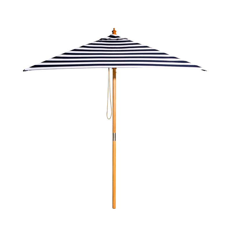 French Riviera - 2m square black and white stripe umbrella with cover