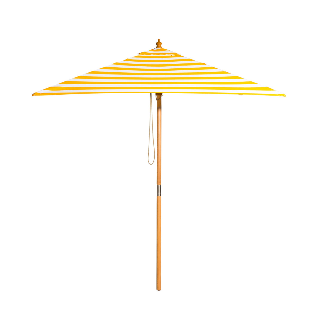 Sunny Marbella 2m Bamboo Umbrella with Cover - Yellow &amp; White Stripe