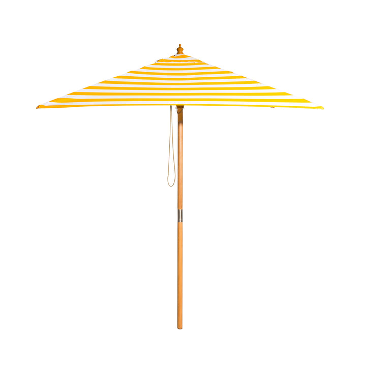 Sunny Marbella 2m Bamboo Umbrella with Cover - Yellow &amp; White Stripe