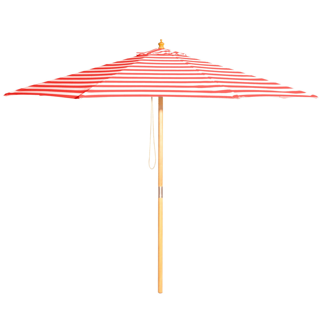 Monte Carlo 3m Bamboo Umbrella with Cover - Red &amp; White Stripe