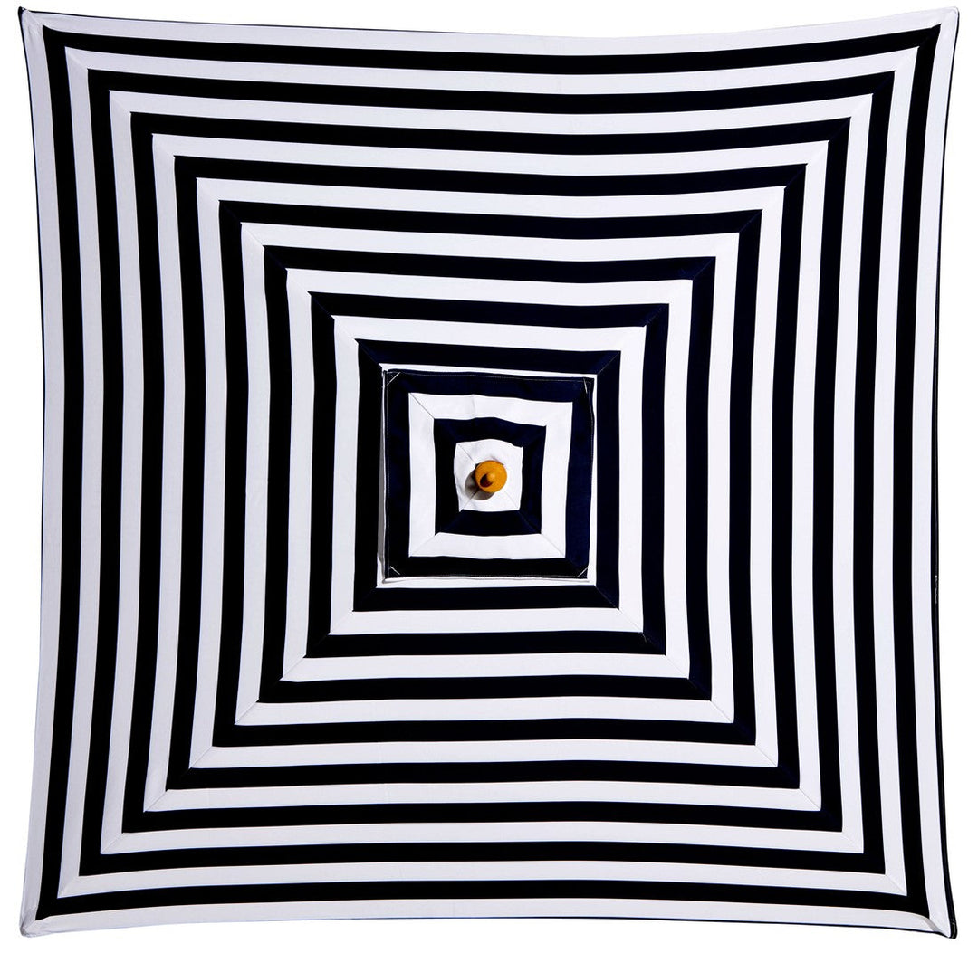 Aruba 2m Aluminium Umbrella with Cover - Black &amp; White Stripe (Timber-Look Frame)