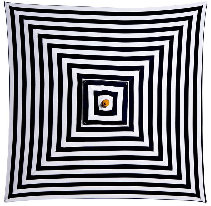 Aruba 2m Aluminium Umbrella with Cover - Black &amp; White Stripe (Timber-Look Frame)