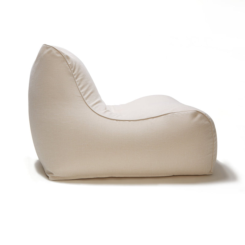 Deluxe Outdoor Lounger and Round Ottoman-beige
