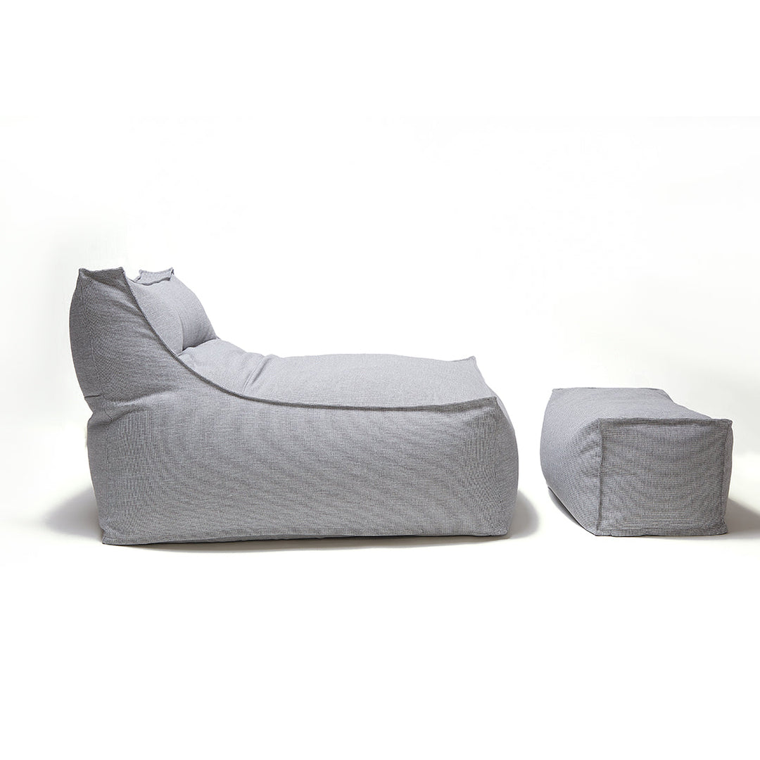 Superior Outdoor Beanbag Lounger &amp; Ottoman - Light Grey