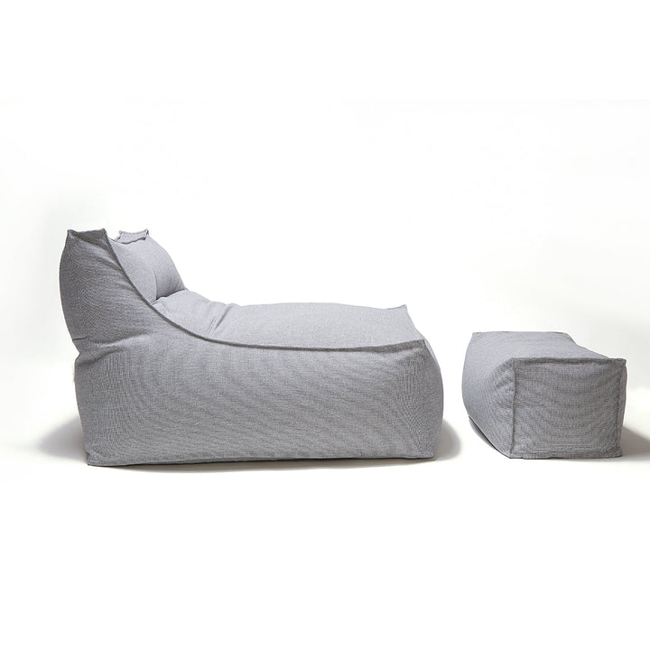 Superior Outdoor Beanbag Lounger &amp; Ottoman - Light Grey