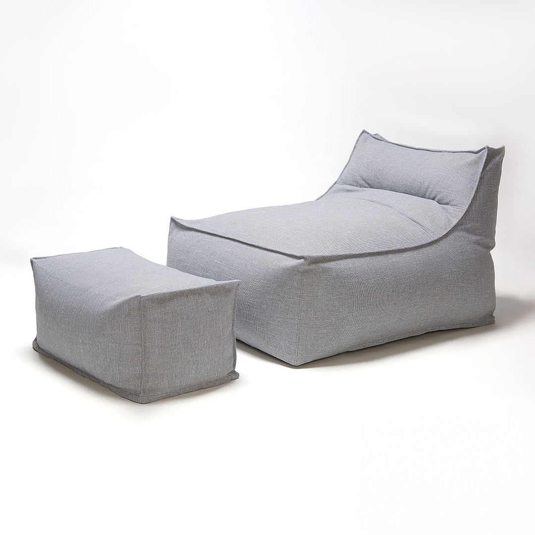Superior Outdoor Beanbag Lounger &amp; Ottoman - Light Grey