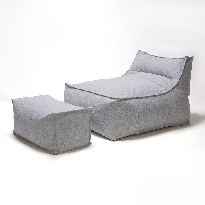 Superior Outdoor Beanbag Lounger &amp; Ottoman - Light Grey