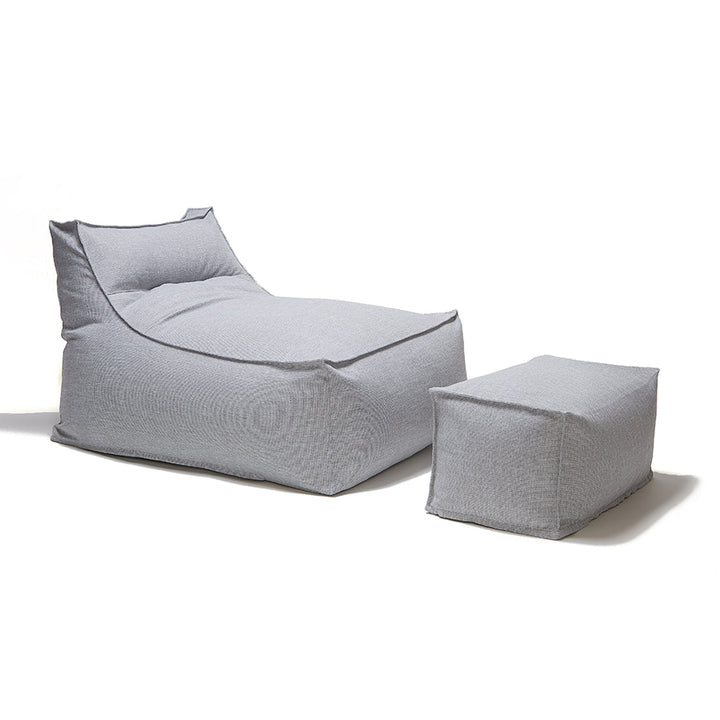 Superior Outdoor Beanbag Lounger &amp; Ottoman - Light Grey