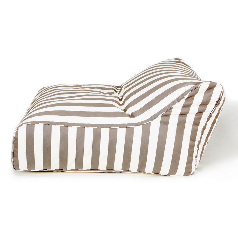 Hang Out Double Outdoor Beanbag Taupe and White Stripe