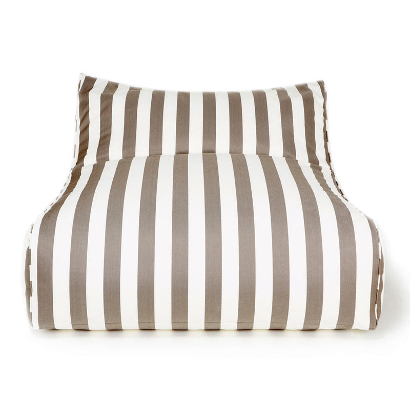 Hang Out Double Outdoor Beanbag Taupe and White Stripe