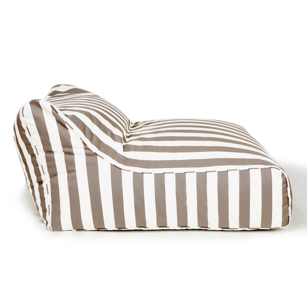 Hang Out Double Outdoor Beanbag Taupe and White Stripe
