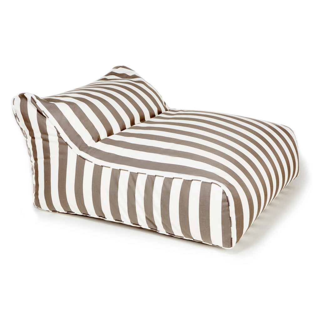 Hang Out Double Outdoor Beanbag Taupe and White Stripe