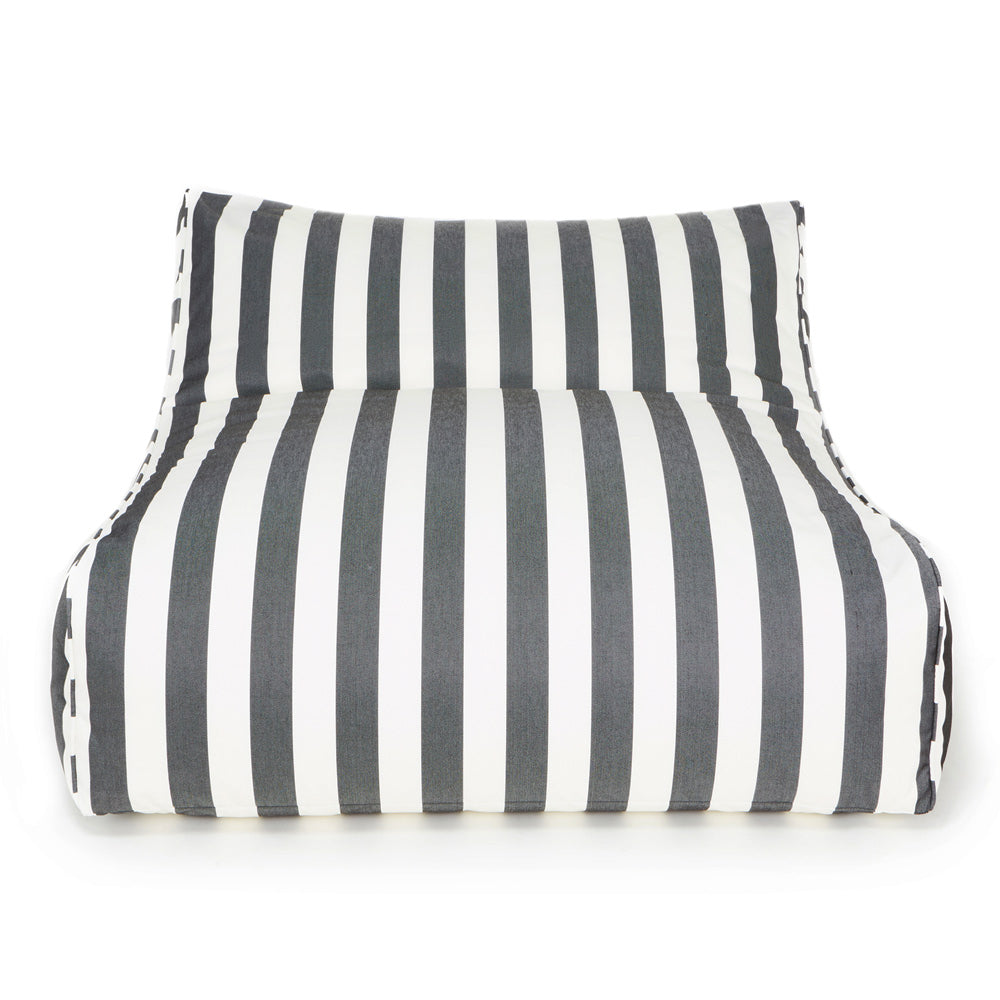 Hang Out Double Outdoor Beanbag Charcoal and White Stripe