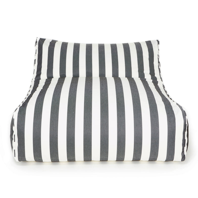 Hang Out Double Outdoor Beanbag Charcoal and White Stripe