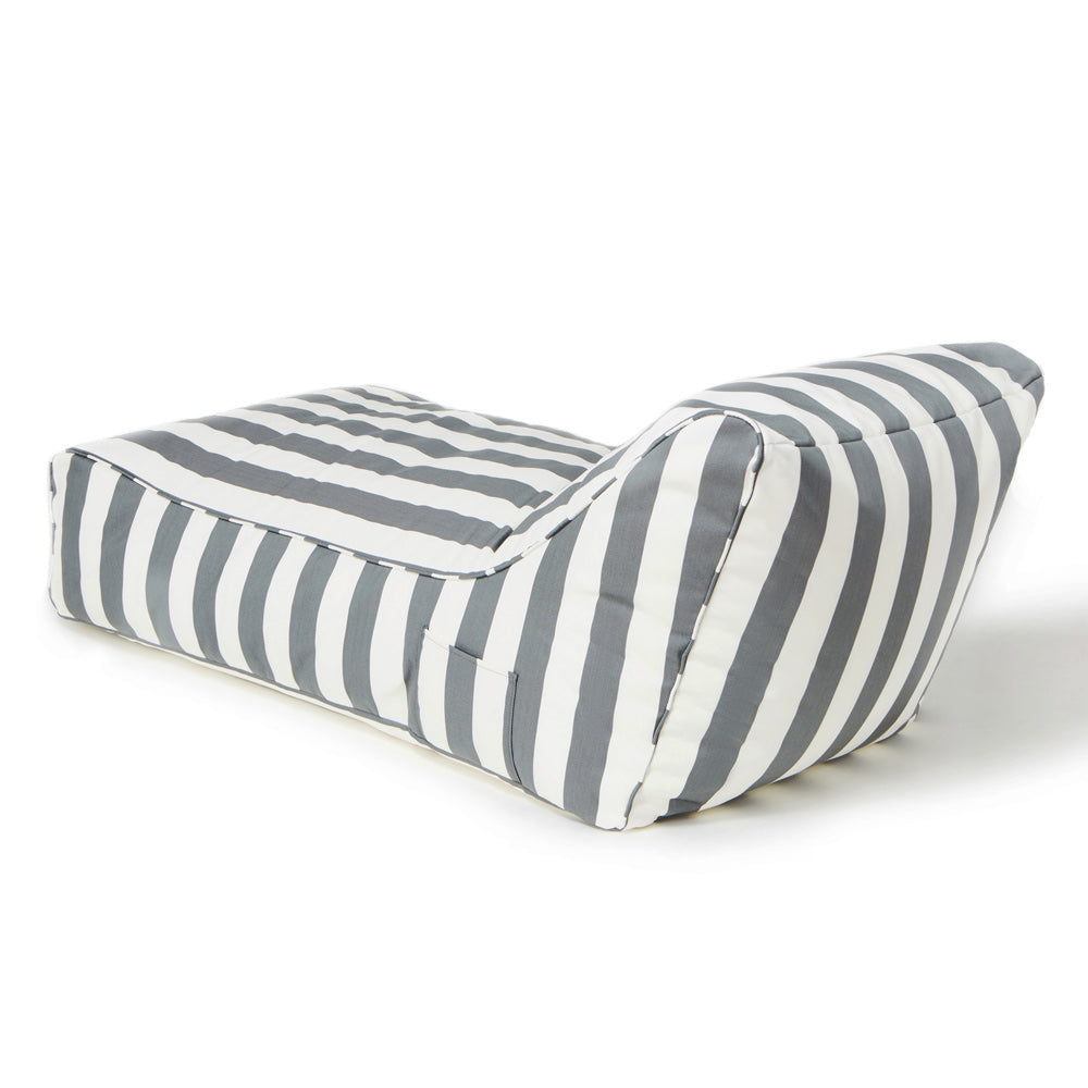 Laid Back Outdoor Beanbag -  Grey &amp; White Stripe (olefin fabric)