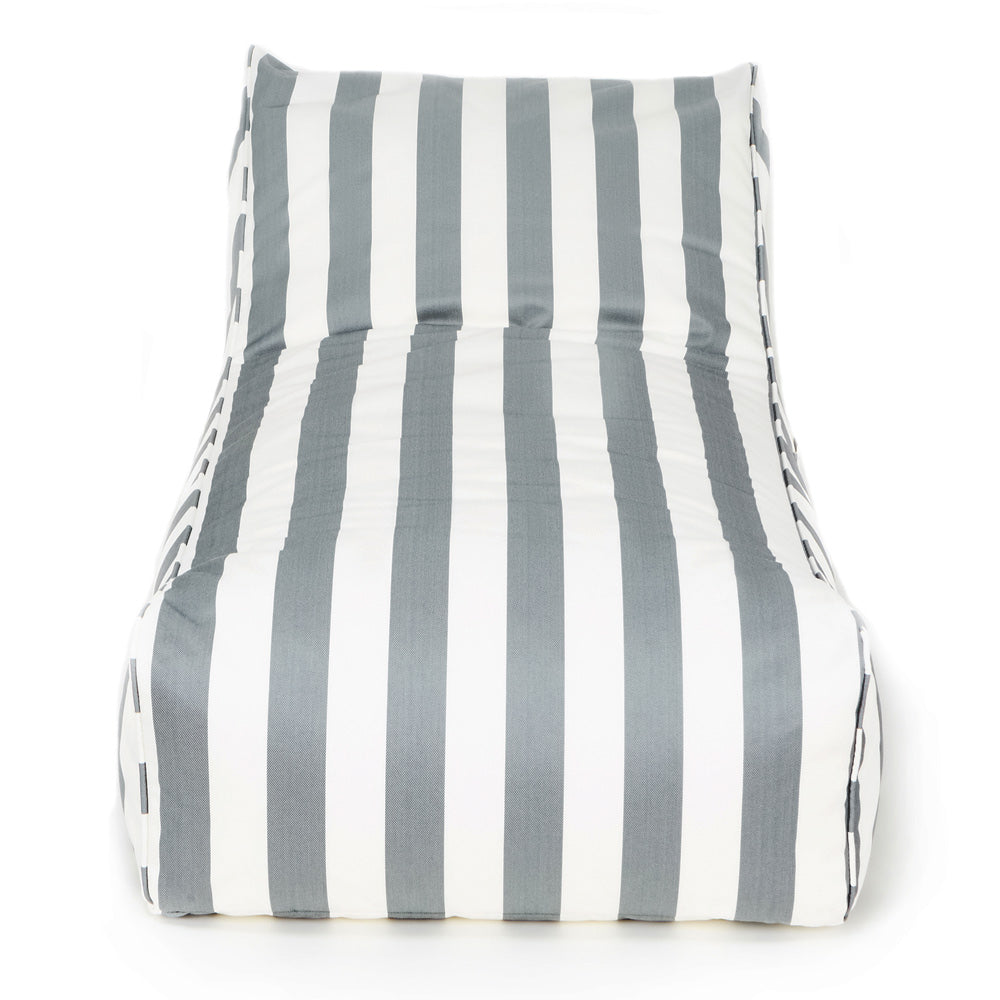 Laid Back Outdoor Beanbag -  Grey &amp; White Stripe (olefin fabric)