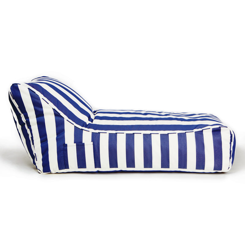 Laid Back Outdoor Beanbag blue and white stripe