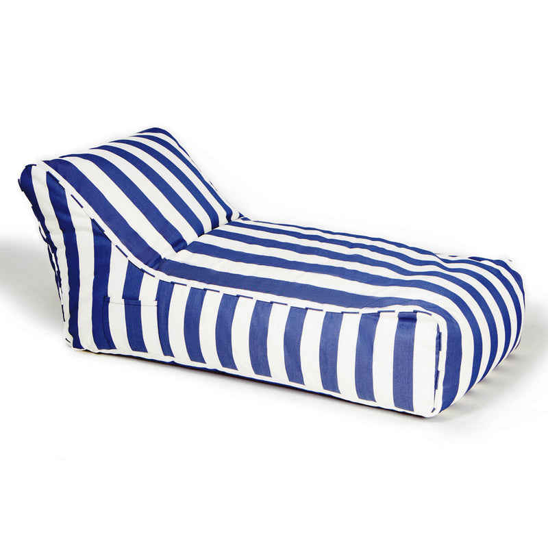 Laid Back Outdoor Beanbag blue and white stripe