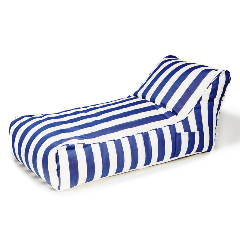 Laid Back Outdoor Beanbag blue and white stripe