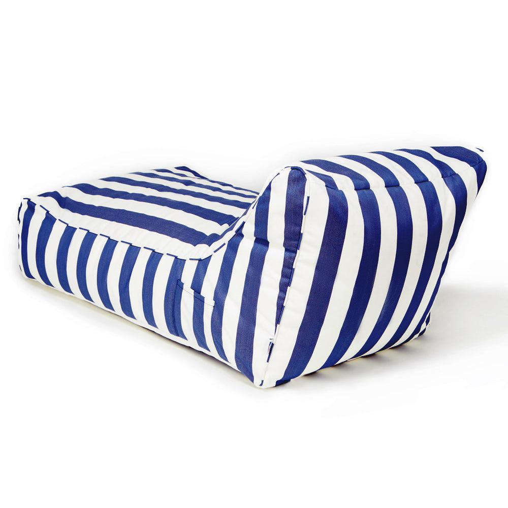 Laid Back Outdoor Beanbag -  Blue &amp; White Stripe (olefin fabric)