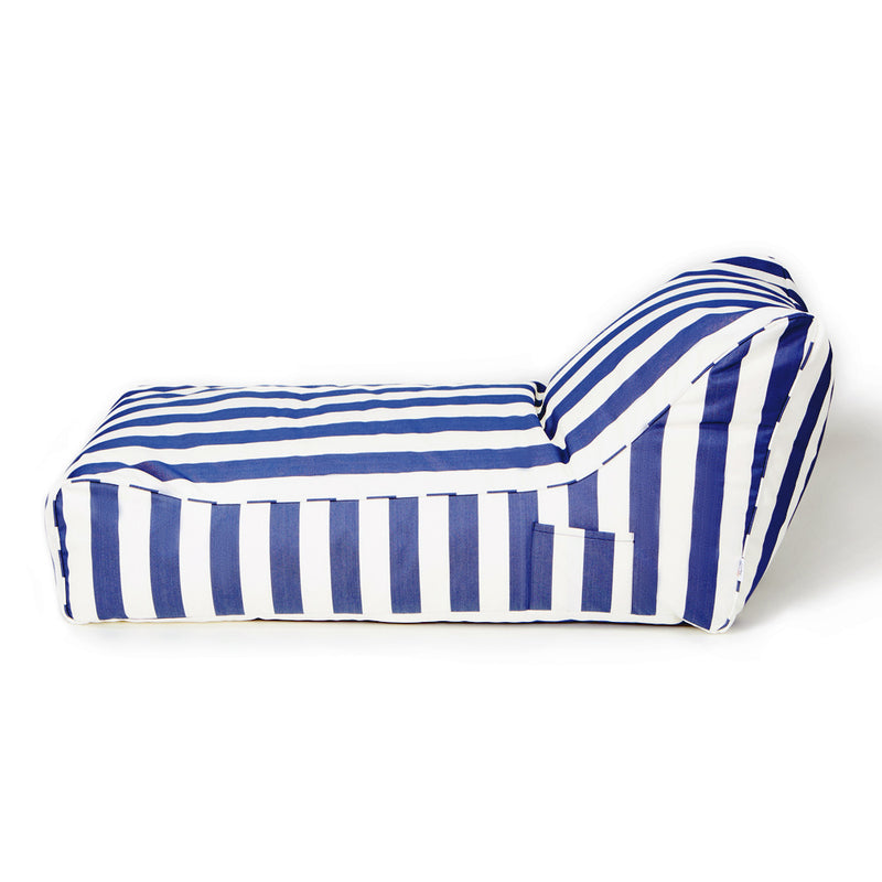 Laid Back Outdoor Beanbag blue and white stripe