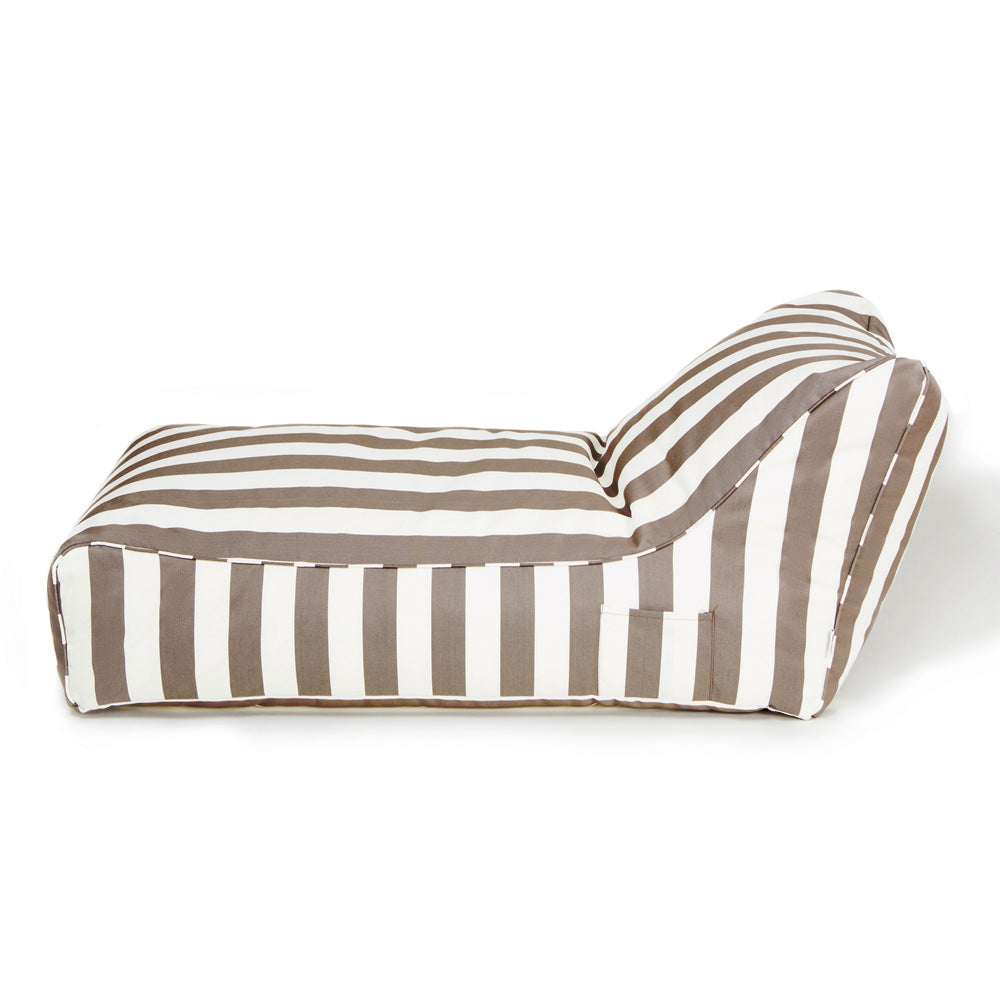 Laid Back Outdoor Beanbag - Taupe &amp; White Stripe (olefin fabric)