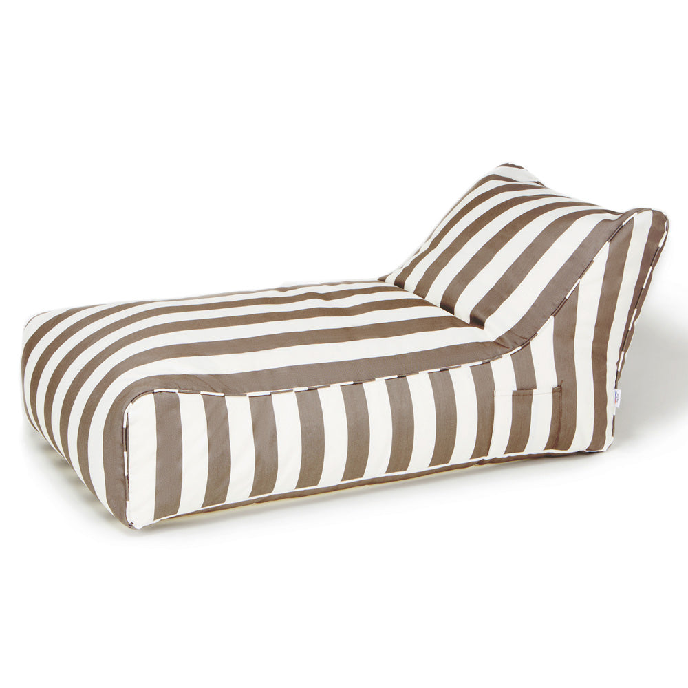 Laid Back Outdoor Beanbag - Taupe &amp; White Stripe (olefin fabric)