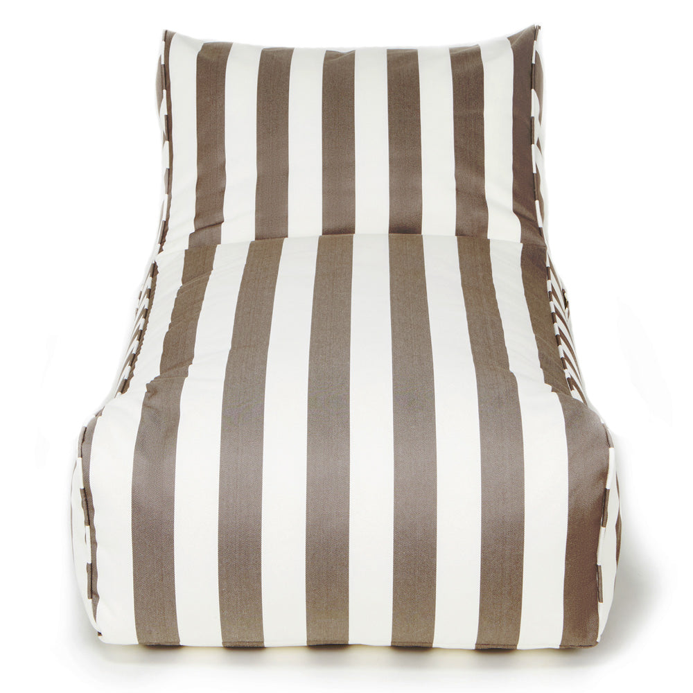 Laid Back Outdoor Beanbag - Taupe &amp; White Stripe (olefin fabric)