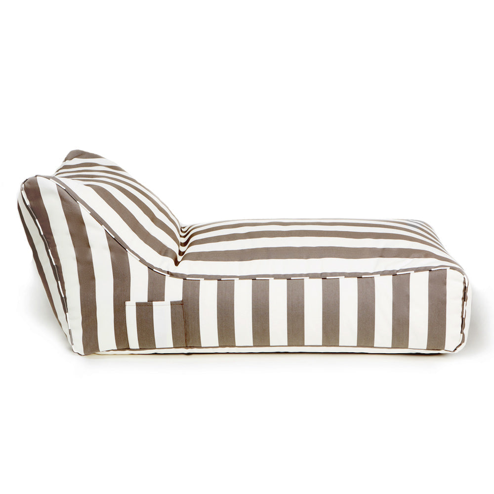 Laid Back Outdoor Beanbag - Taupe &amp; White Stripe (olefin fabric)