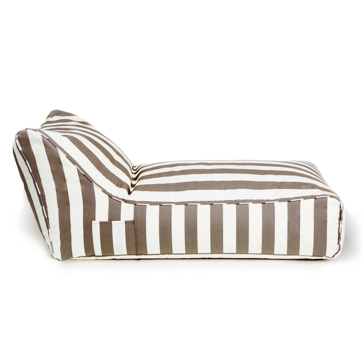 Laid Back Outdoor Beanbag - Taupe &amp; White Stripe (olefin fabric)